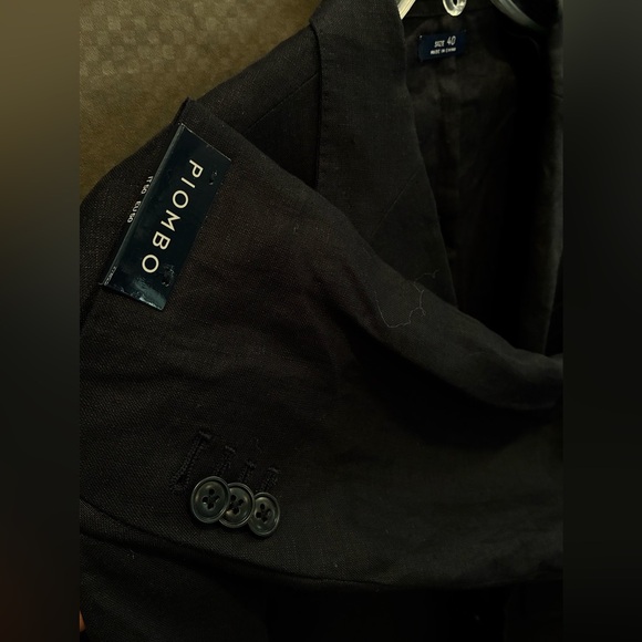 NWT Piombo Men’s Black Unlined Linen Style Blazer w/Flap Pockets; Size 40 - Picture 8 of 14